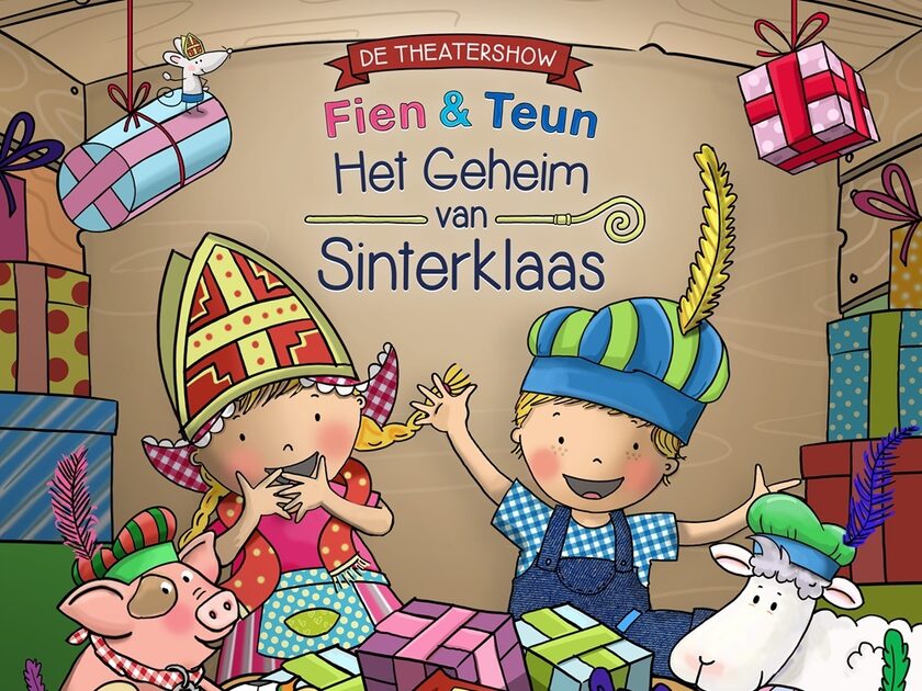 Promobeeld Fien en Teun Het Geheim van Sinterklaas Vierkant Met logo Credits in tekst