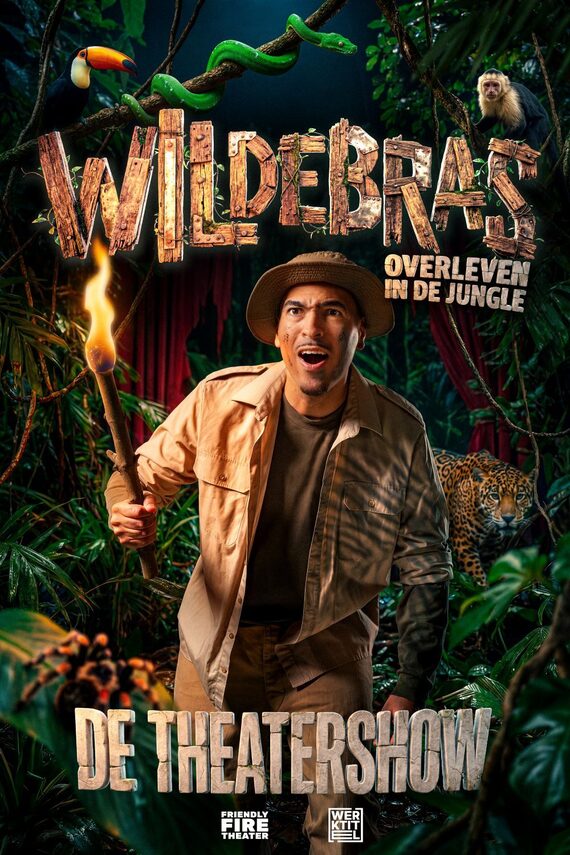 Wildebras overleven in de jungle theatertour met logos